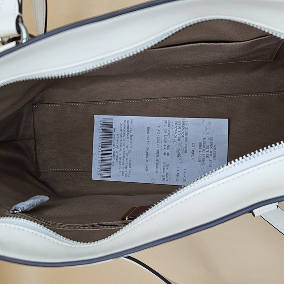 Coach StationWhite Leather Tote with Floral and Stud Accents, NWT - Picture 3 of 5